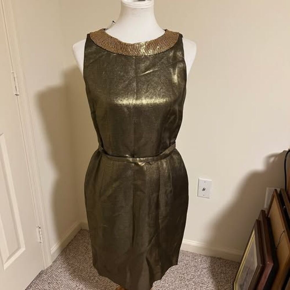 NWT Patricia Field Gold Beaded Dress US 6